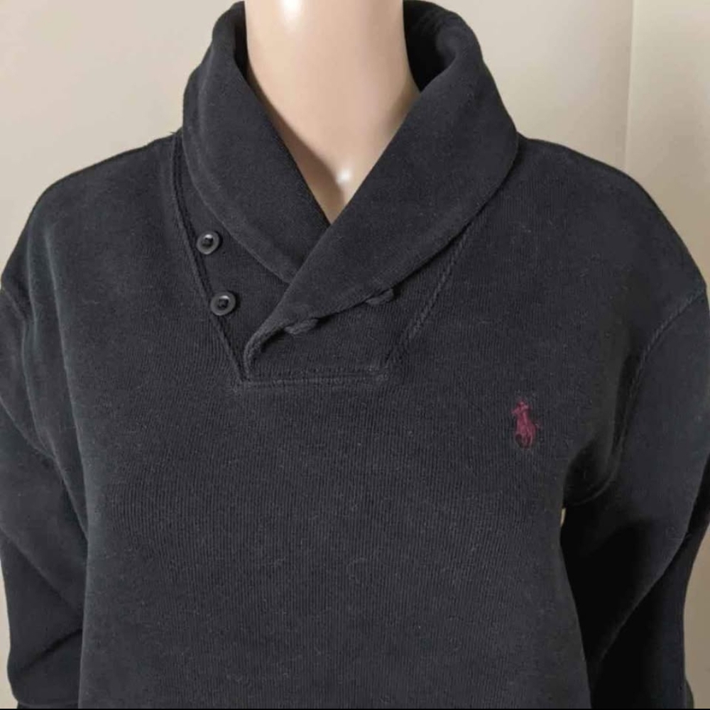 Polo Ralph Lauren Shawl Collar Black Sweater, Size Small